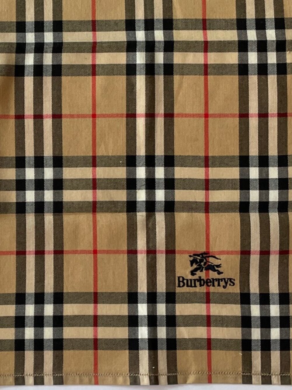 Burberrys Vintage Nova Check Cotton Scarf Embroidered Logo NWOT - Picture 5 of 11